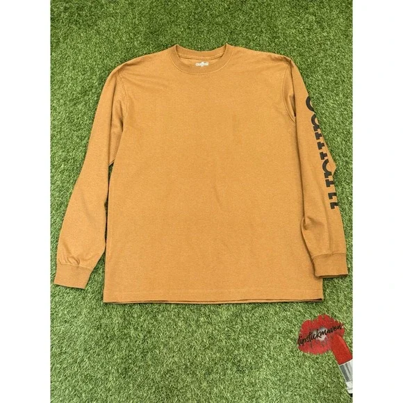 Carhartt Shirt Mens Medium Tan Work Wear Loose Fit Long Sleeve Base Layer - Picture 1 of 12